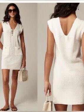 J. Crew Pointelle lace-up sweater-dress